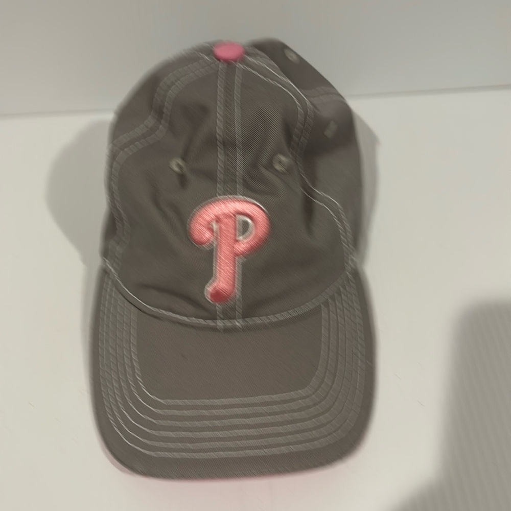 Philadelphia Phillies Baseball Fan Cap Pink Light Gray With Adjustable Strap